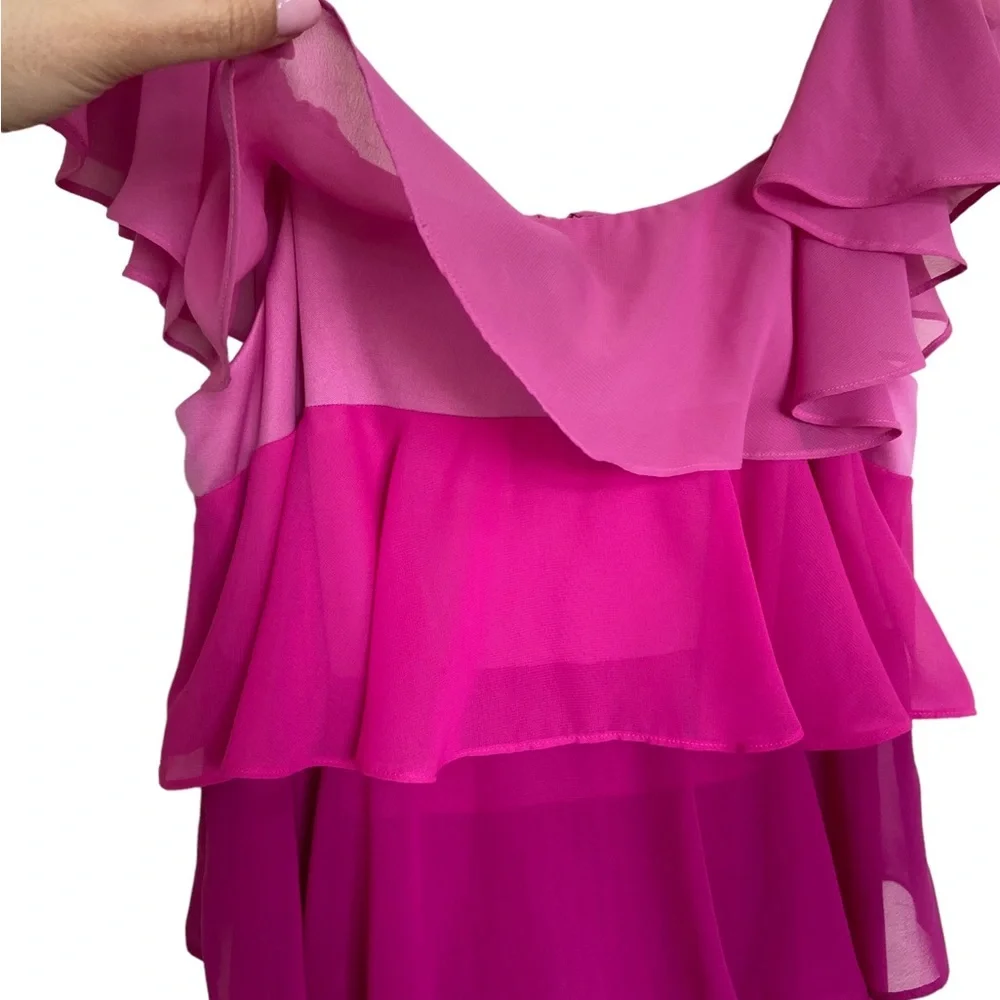 JULIA JORDAN TIERED RUFFLED MIDI DRESS